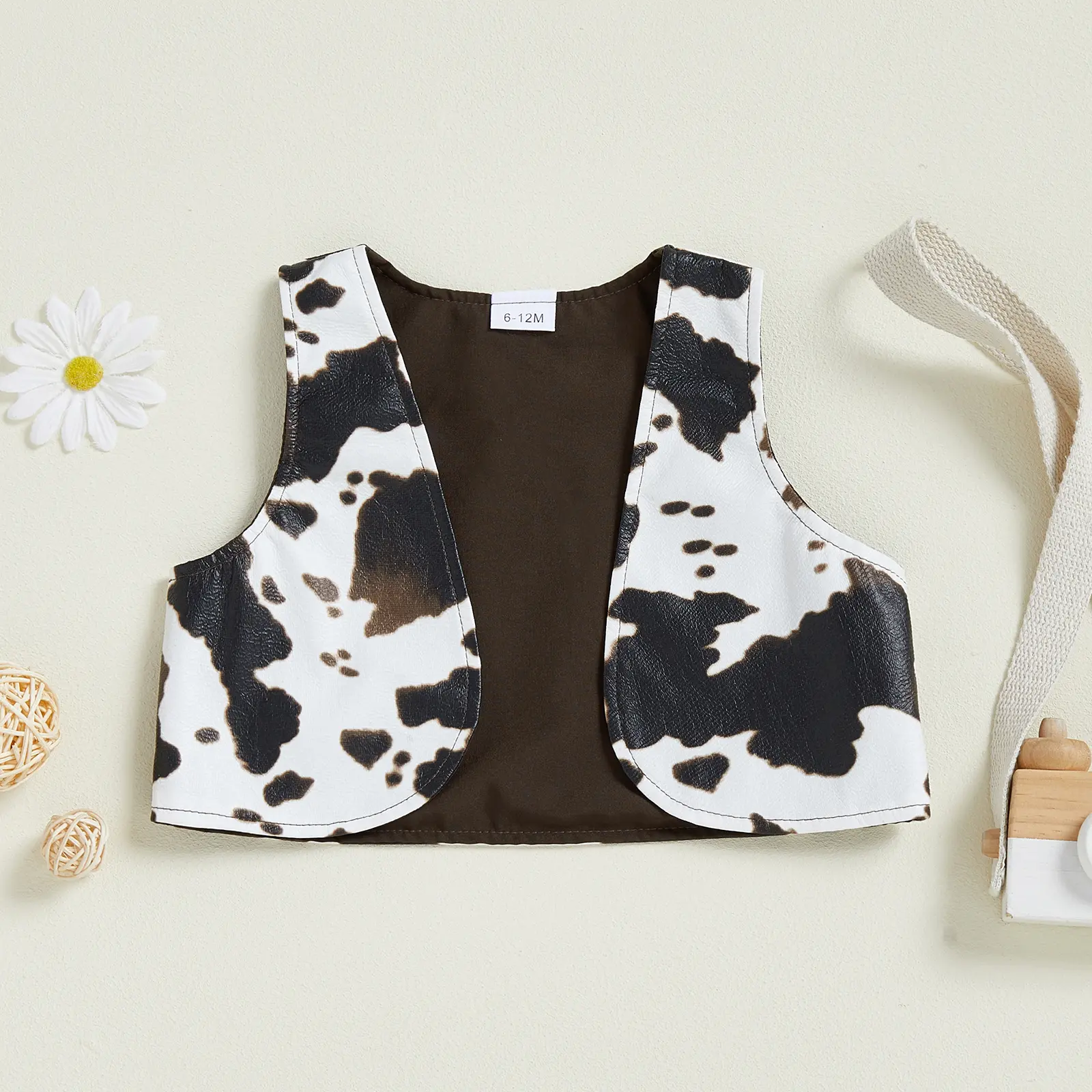 Toddler Girls Boy Cow Print Vest Open Front Sleeveless Waistcoat Cardigan Kids Sleeveless Western Cowgirl Outfit 1-4Years