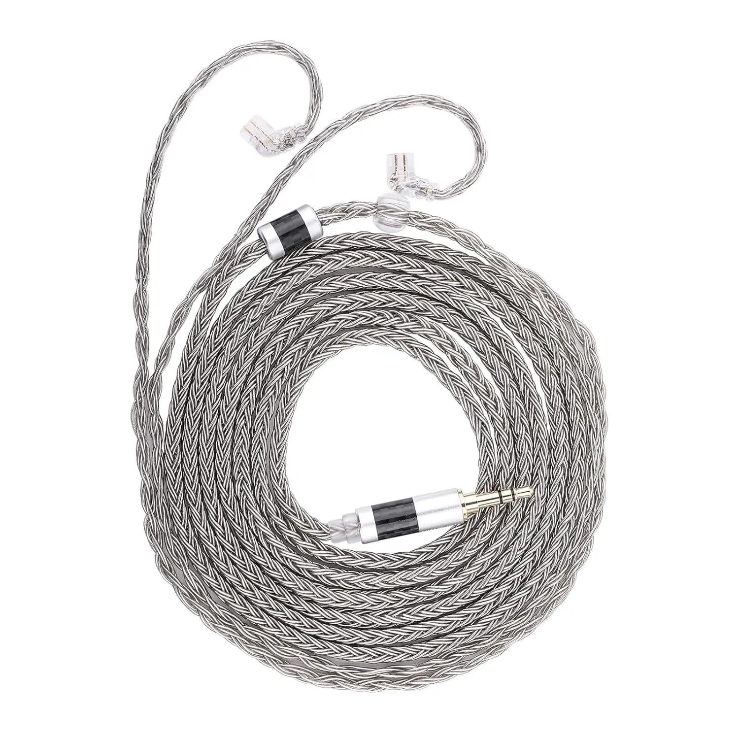 Zonie 16-Core Silver-Plated Earbud Cord, 2m 2Pin Recessed Wired In-Ear Cable for Audiophile Musicians