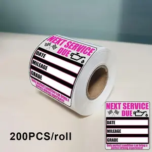 Oil Change Reminder Sticker, 200pcs/roll Easy-tear No-residue Service Due Label, Matte Finish Car Care Label with "NEXT SERVICE DUE" Text, Decoration Sticker, Adhesive Stickers