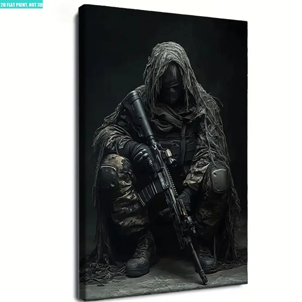 Canvas art poster for men with sniper and camouflage prints, ideal wall picture decor and gift for bedroom, living room and corridor church unique art decoration