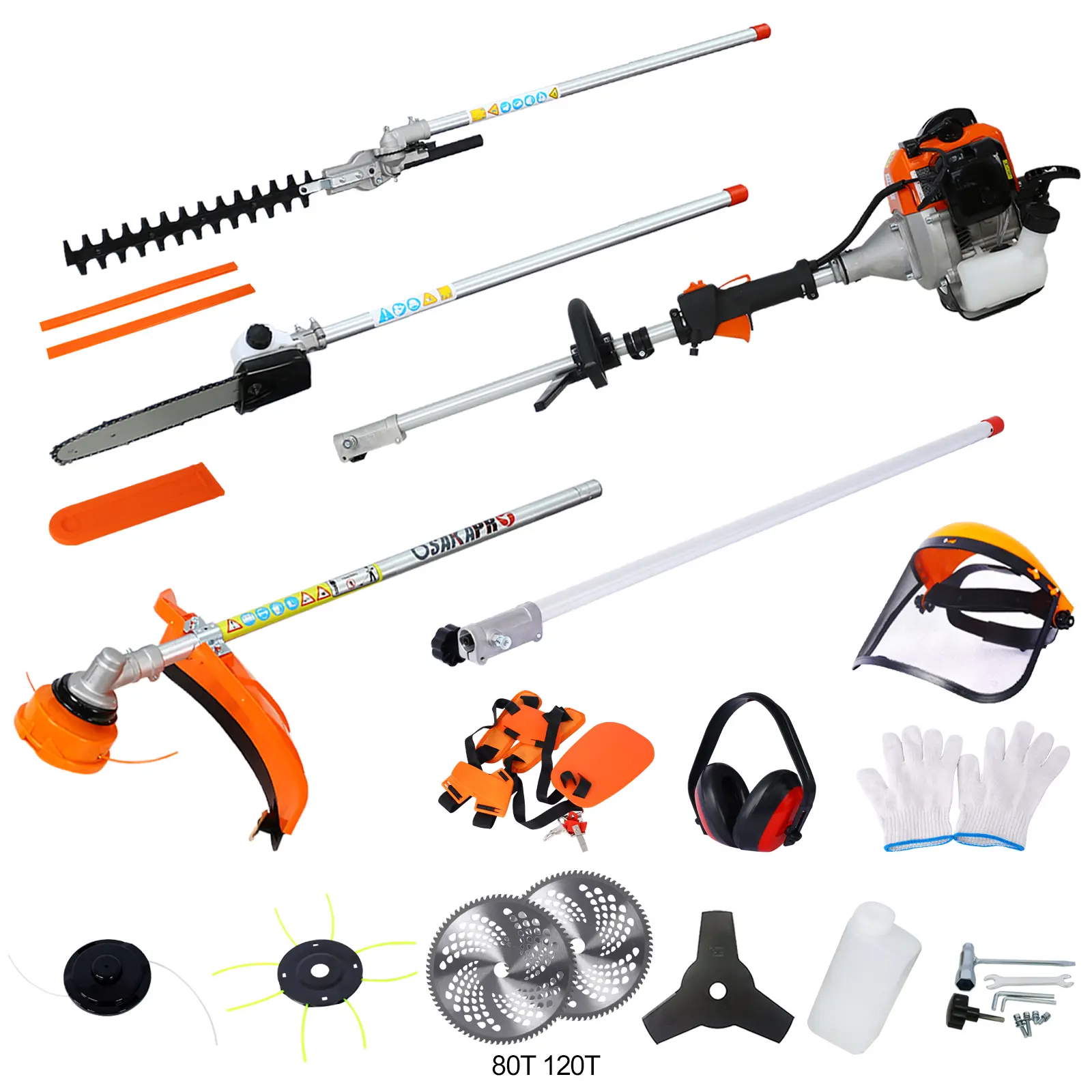 ARCH 12-in-1 Multi-Functional Gas Garden Tool System 52CC 2-Cycle Engine with Pole Saw Hedge Trimmer Grass Trimmer Brush Cutter for Yard Landscaping Lawn Care Outdoor Maintenance EPA Compliant, Home Furniture and Household Product Search Terms