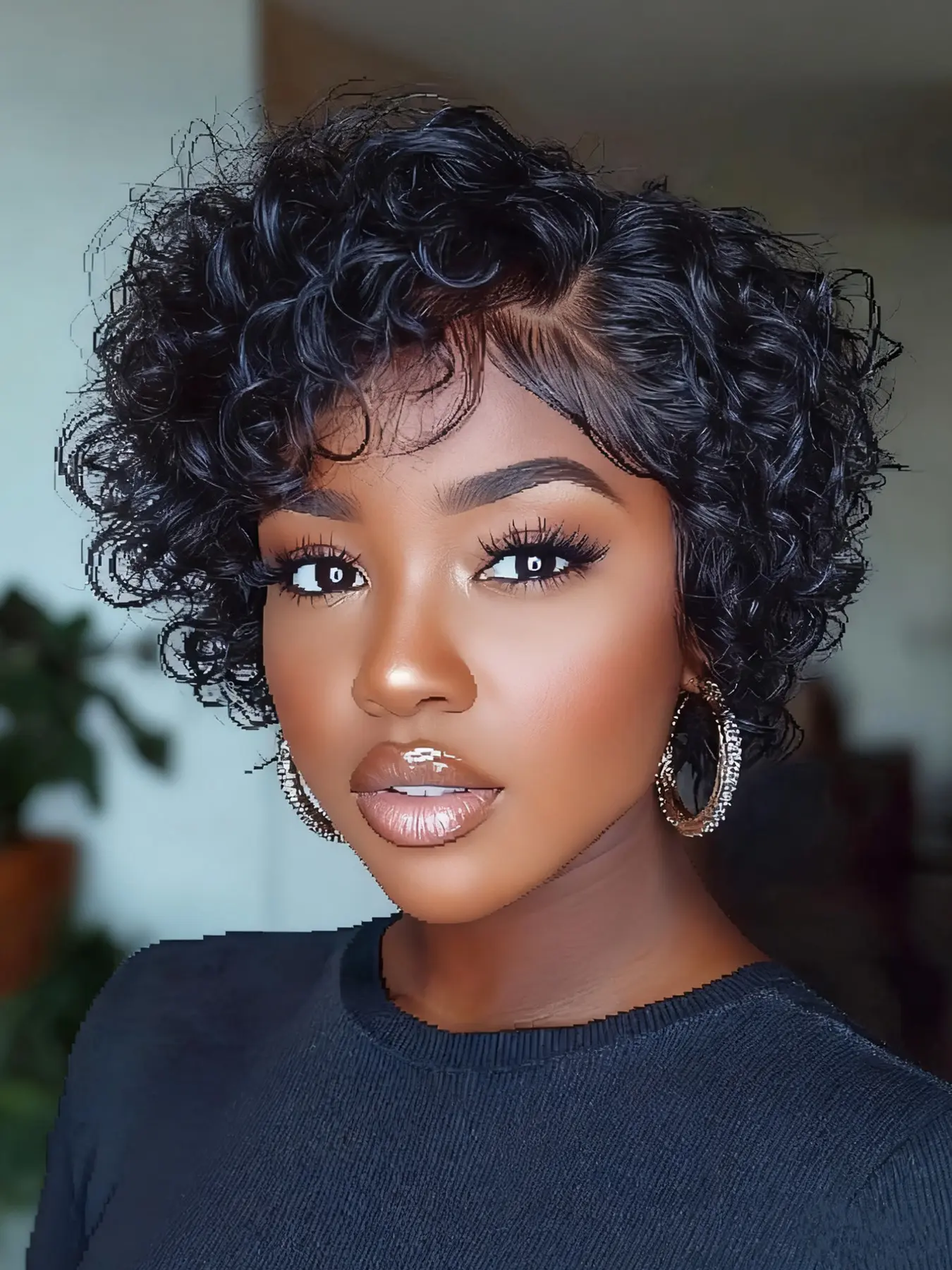Pixie Cut Short Curly Human Hair Wig for Women, Natural, Daily Party Cosplay Gift Use, Lace Front Wigs 13x4x1