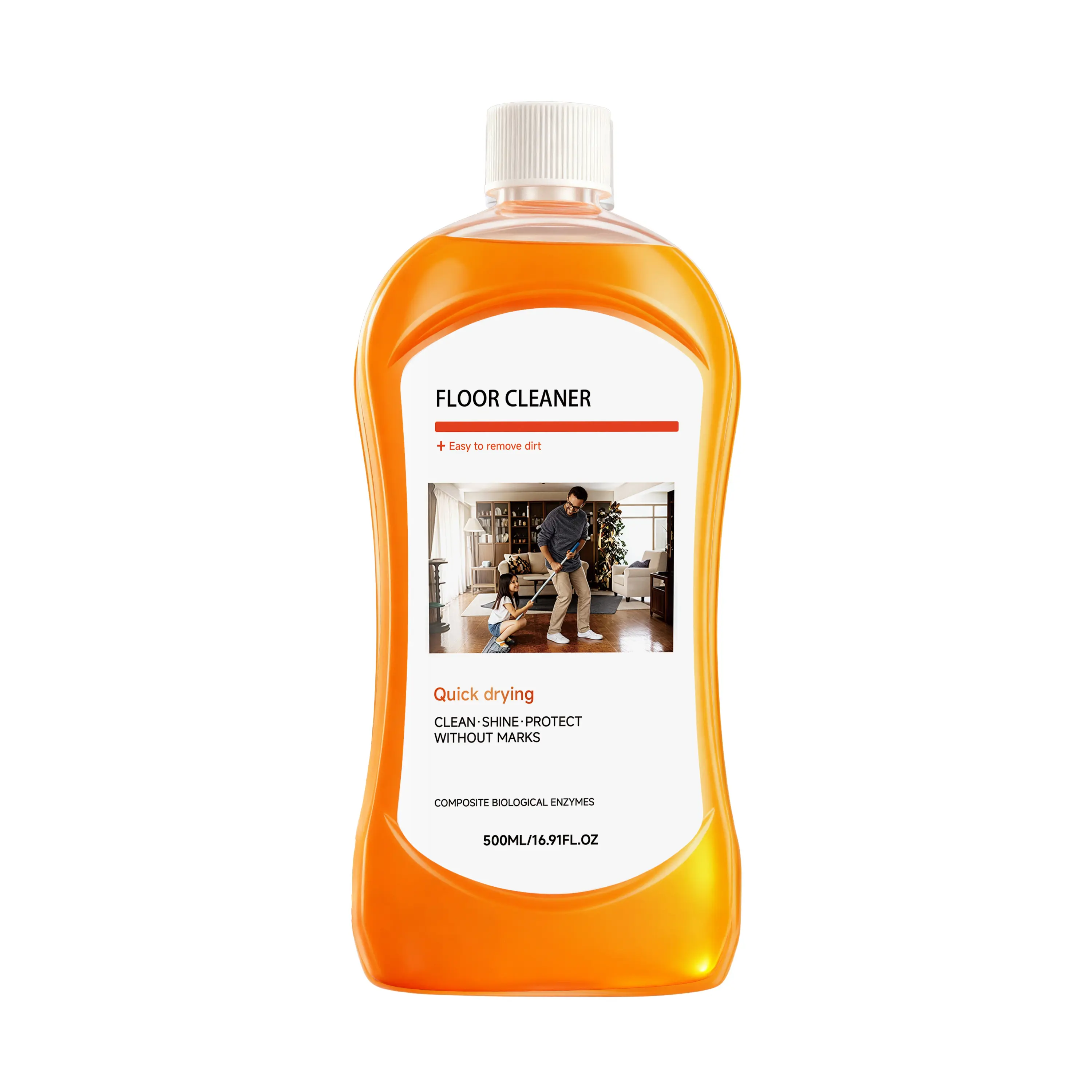 Multi-Surface Floor Cleaner & Polish - Quick Dry Biological Enzyme Formula for Wood, Tile, Marble - Streak-Free Shine & Protection