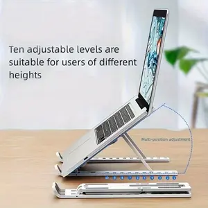 Foldable Single-Fork Laptop Stand with Cooling Base – 10-Level Adjustable Height, ABS Material, Portable Holder for All Notebooks & Tablets
