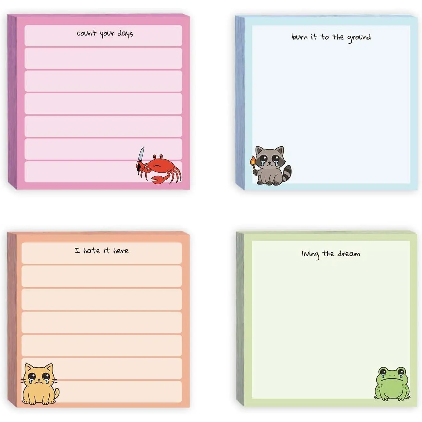 Funny Planner Sticky Notes,Sticky Notes Gifts,to Do Sticky Note,4 Pads Cute Stickies Note 2.9x2.9 Inch,Sarcastic Notepads with Quotes for Office Coworker Gifts,Planner and Office Supplies,200 Sheets
