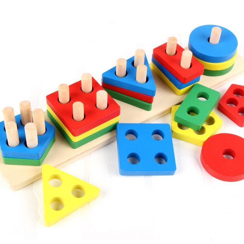 Wooden Shape Sorter Toy, Shape Matching Montessori Toy for Fine Motor Skills & Shape Recognition, Interactive Learning Toy for Home School
