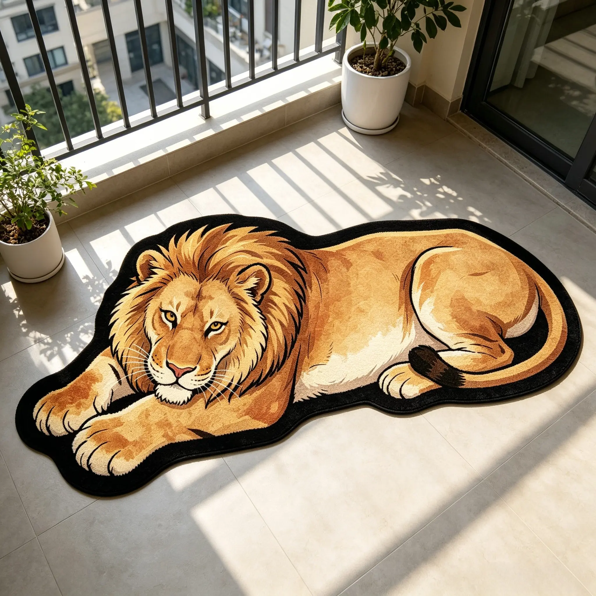 Vintage Lion Pattern Rug, Hand Wash Only, Ideal for Living Room, Bedroom, Study, Unique Home Decor, Home Decor Rugs, Easy Clean Indoor Carpet, Home Decorative Rug