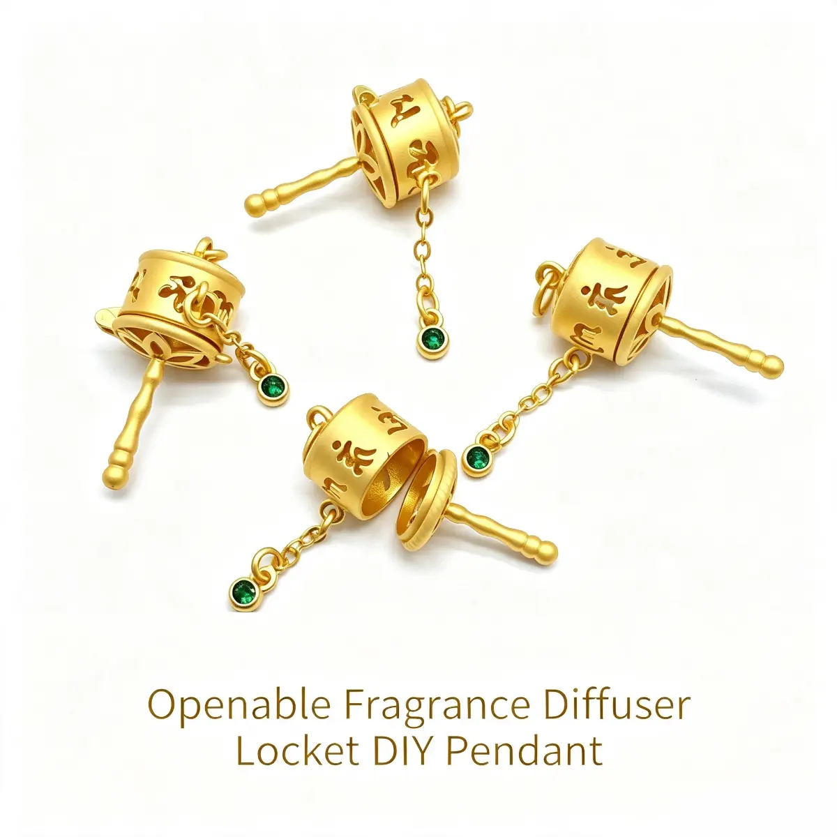 Vintage Gold Openable Hollow Aromatherapy Charm - Oriental Carved Openable Locket Pendant, DIY Jewelry Making Accessory, Portable Incense & Essential Oil Holder