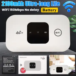 Pocket 4G LTE Hotspot Router with SIM Card Slot, 2100mAh Battery, 150Mbps Wireless Speed, for Outdoor & Home Use
