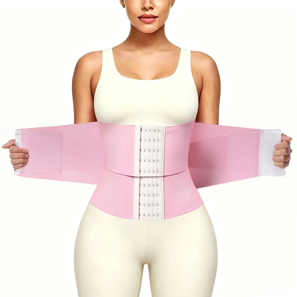 Women's 6-Hook Adjustable Waist Trainer Corset - Elastic Compression Shapewear Belt, Soft Fabric Fitness Waist Support Strap for Workout, Casual Outfits Daily Wear, Breathable