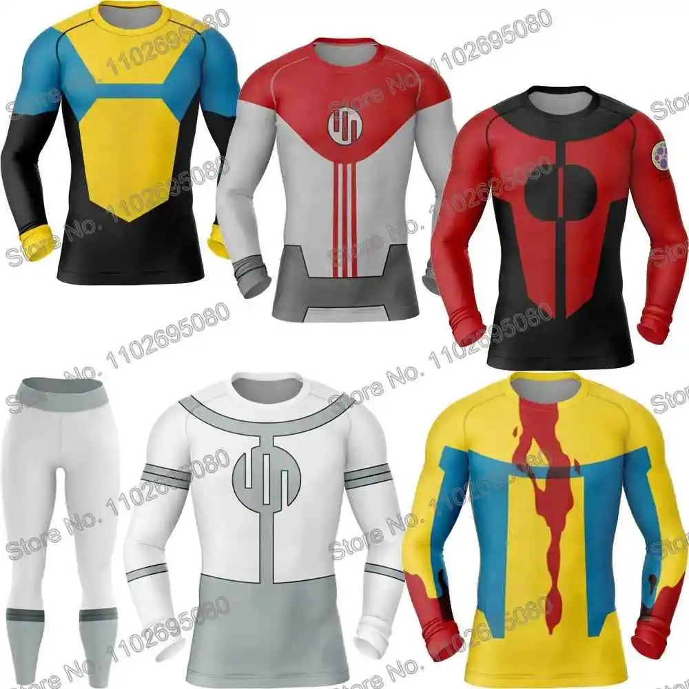 Invincible 2 Rash Guard Diving T-Shirt Pants BJJ Boxing MMA Swimwear Men Summer Long Sleeve Surf Clothing Women GYM Tops Sports