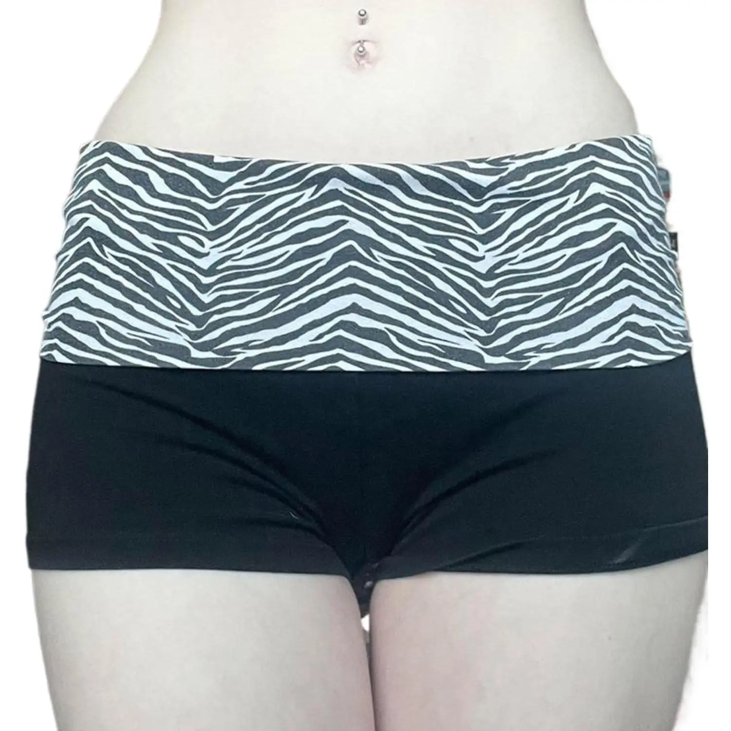 Women's Mini Fold Over Shorts Zebra Cheetah Lounge Low Rise Patchwork Pajamas Y2K Skinny Sexy Casual ShortsGift