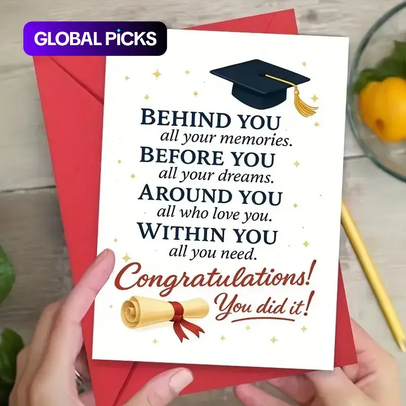 1pc High School Graduation Card with Envelope, Grad Cards, Greeting Card with Positive Inspirational Message, Graduate Cartoon Design, Encouragement Card Gift for Daughter or Son, Playful Milestone Celebration for Academic Achievers #GLOBAL PICKS