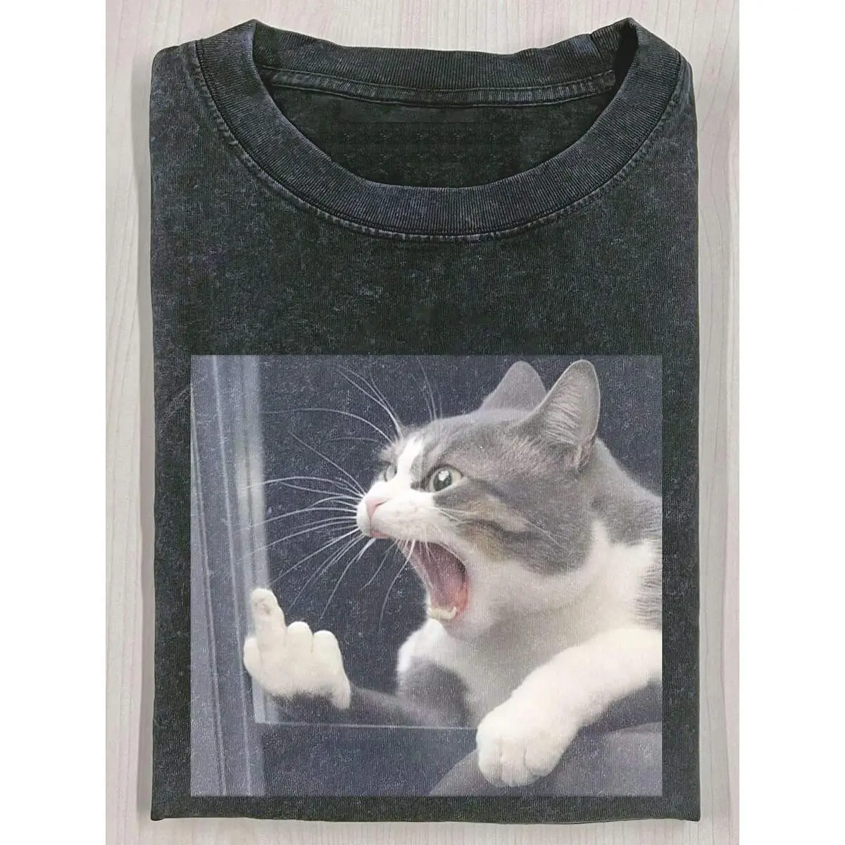 Cats Yell, 230g Washed, Printed T-Shirts, High-Quality Batik Cotton, Heavyweight New Retro Fashion Brand T-Shirts For Men, Loose Large-Size Casual Shirts For Men's Wear In Summer, Summer Clothes For Women And Men, Holiday Gifts, Perfect Gifts.