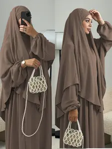 3-Piece Khimar Abaya Set, Loose Fit Abaya with Hijab, Soft Muslim Prayer, Hijab Dress Belt Combo, Women's Fashionable Abaya Robe, Islamic Clothing