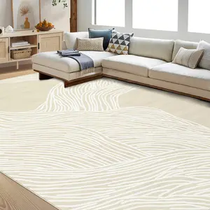 Modern Washable Runner Rug - Abstract Striped Carpet, Non-Slip Low Pile, Machine Washable Accent Rug - Entryway, Hallway, Kitchen, Laundry