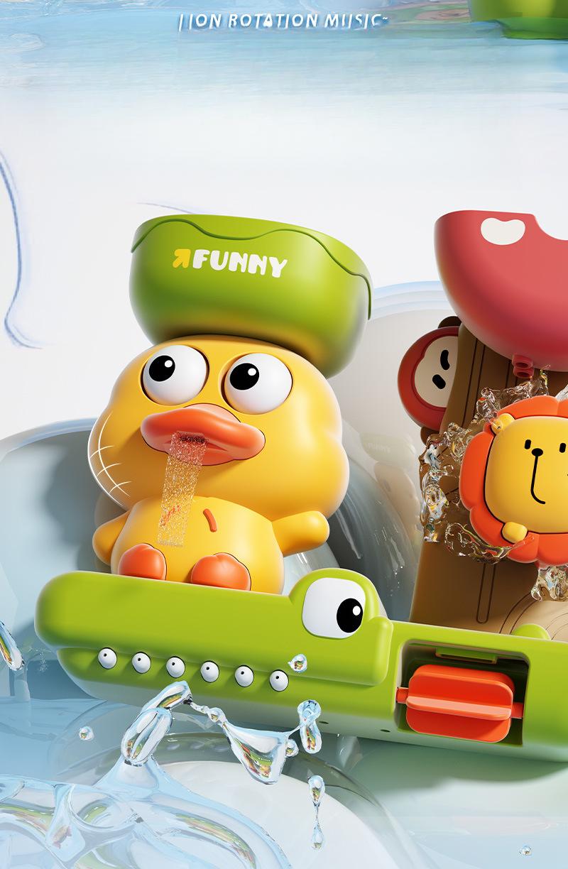 Infant and toddler water play toys, suction cups, spinning toys, yellow duck water wheels, bathroom shower heads, bath toys for boys and girls