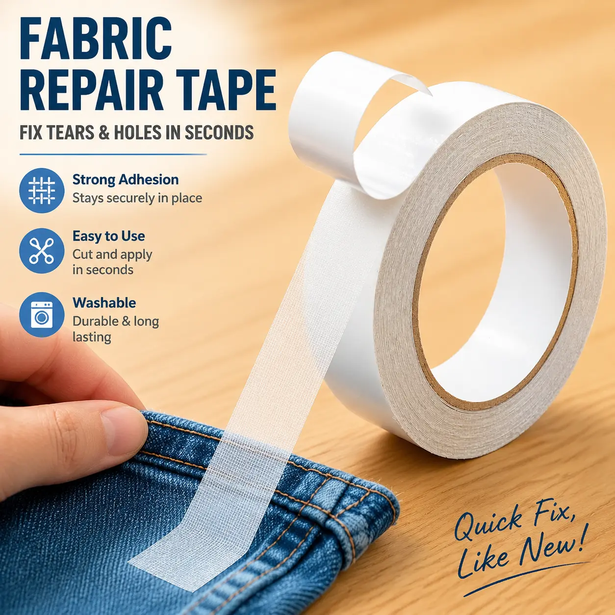 Hem Tape for Pants, Double Sided Fabric Tape | No Sew No Iron, For Pants, Curtains, Dress, Jeans, Clothing, Rug, Carpet, Arts, Stitch Witchery Hemming Tape,Heavy Duty