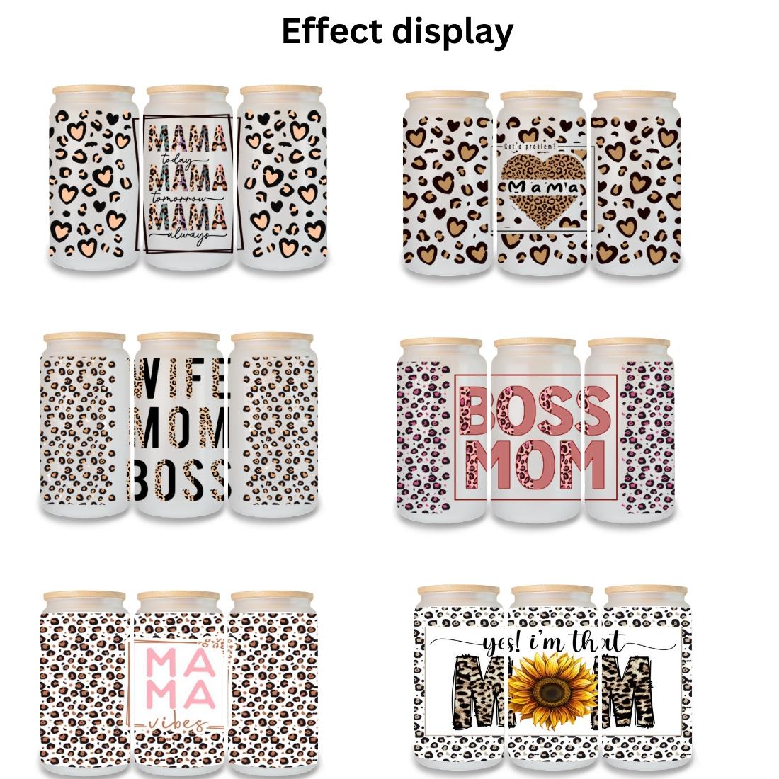 Mom Style Design UV DTF Transfer Sticker, 10pcs/set Waterproof Self Adhesive Sticker, Decorative Sticker for Glass Cup & Bottle, Crafts Cup Stickers