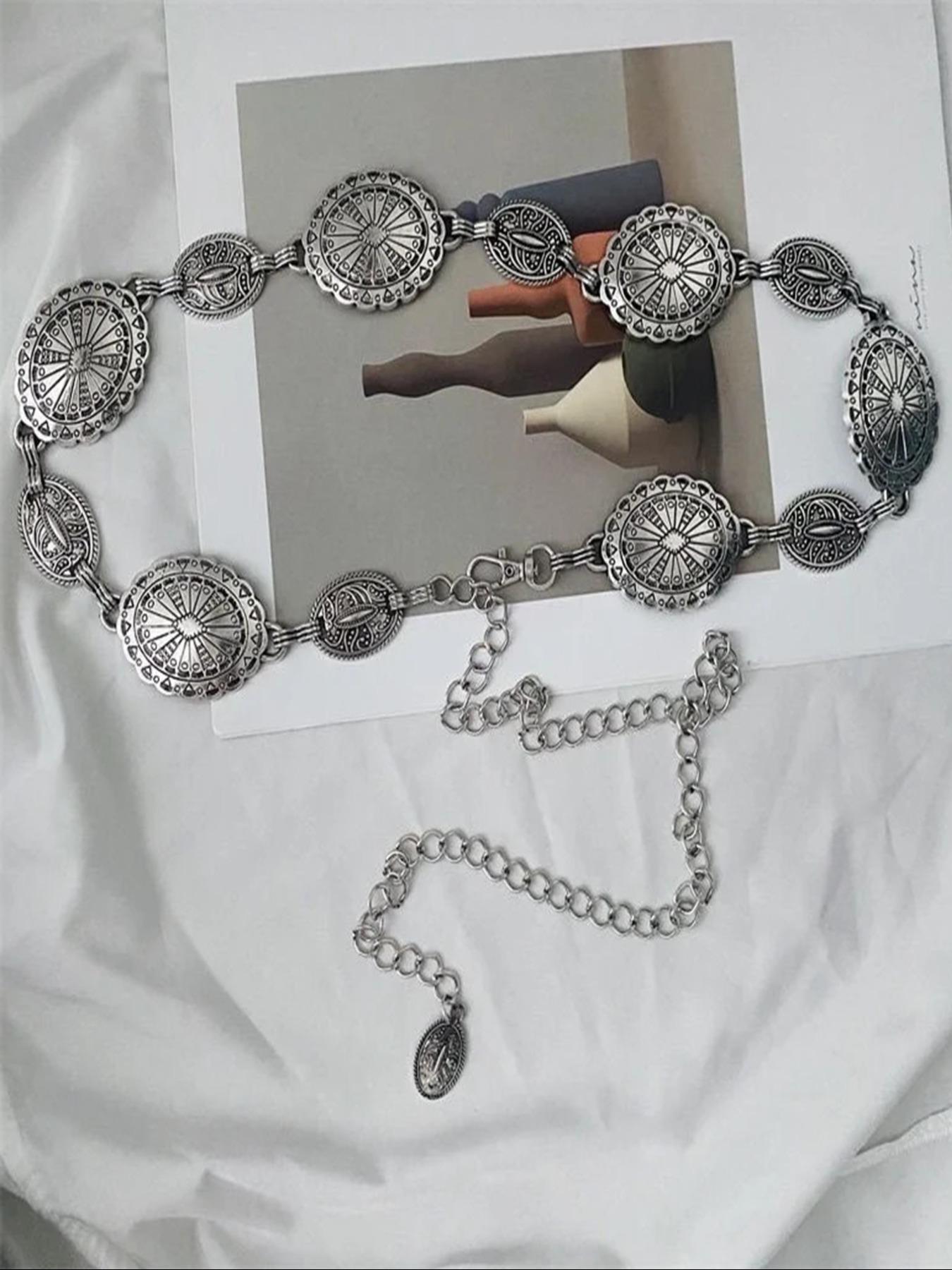 Women's Vintage Boho Style Metal Chain Belt, Fashionable Waist Chain for Beach Vacation, Body Jewelry for Women & Girls