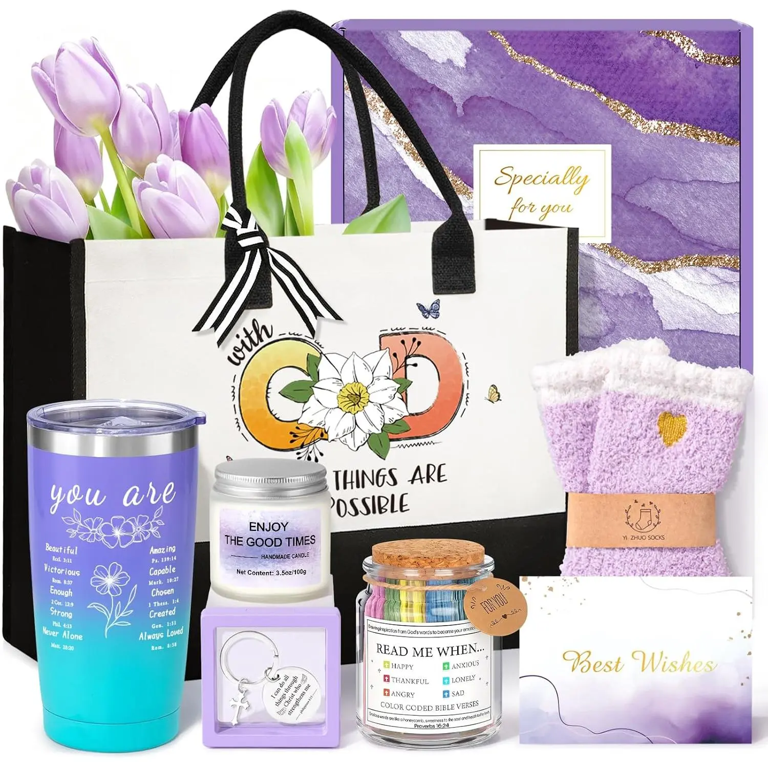 Thank You Gifts for Women,  Day  Set w/Canvas Tote Bag Tumbler, Birthday Christmas Appreciation  Basket for Women