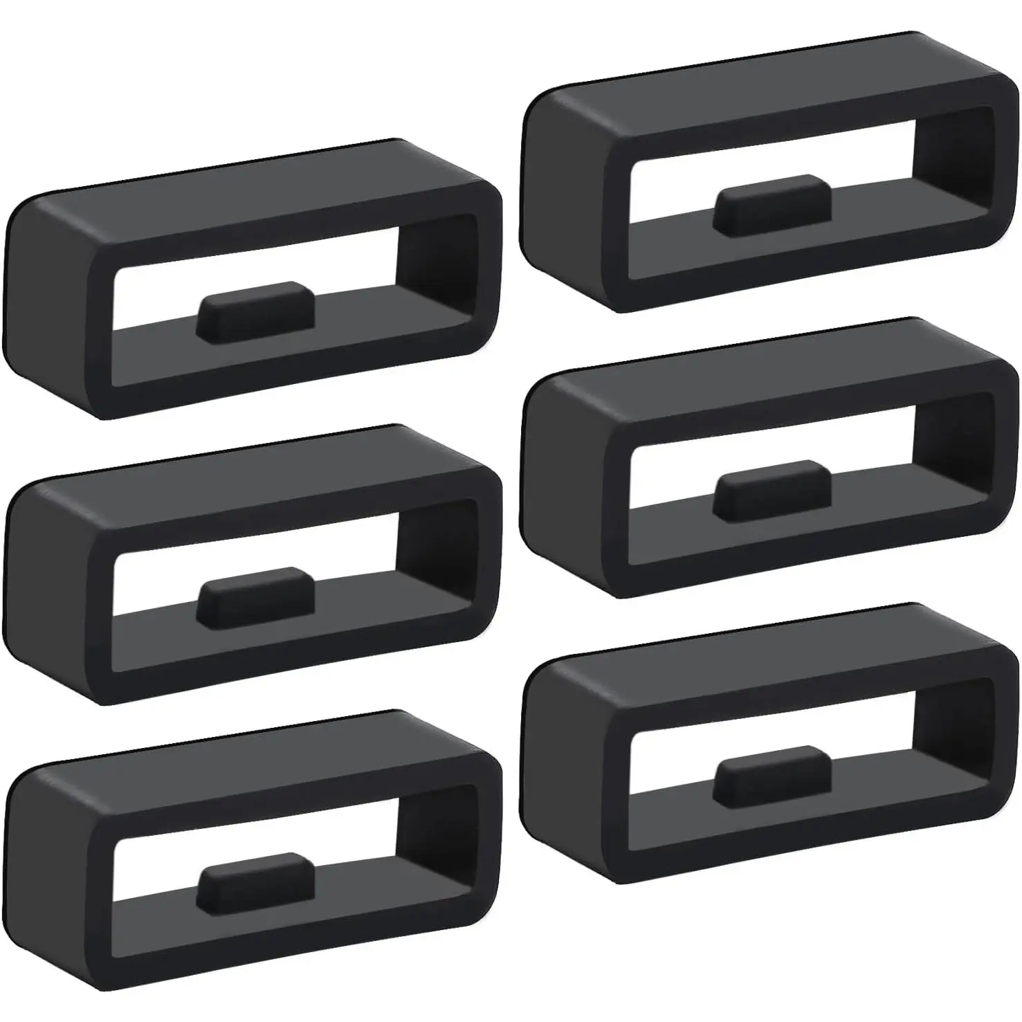 22mm Durable Black Rubber Watch Band Loops, 6-Pack Wearable Accessories, Smartwatch Strap Keeper Fastener Retainer Compatible with 22mm Wide Straps