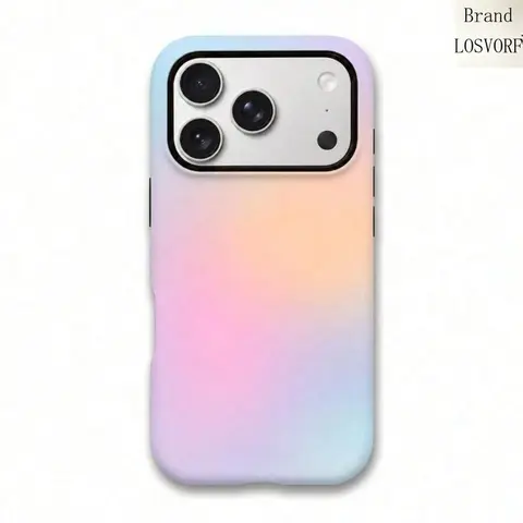 2-in-1 Matte Pastel Rainbow Gradient Aura Protective Magsafe-Compatible Smartphone Cover - Slim Fit, Shockproof Hard PC Back, Flexible Inner Liner, Customizable for iPhone 17-11 Pro Max Plus, Samsung Galaxy S26-S23 Mobile Phone Casing, Cellphone Accessory
