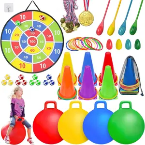 Carnival Games Combo Set Outdoor Activities, Field Day Lawn Yard Family Reunion Fall Festival Games Hopper Balls Dart Board for Kids Ring Toss Egg and Spoon for Kids Birthday Partyfidget toys
