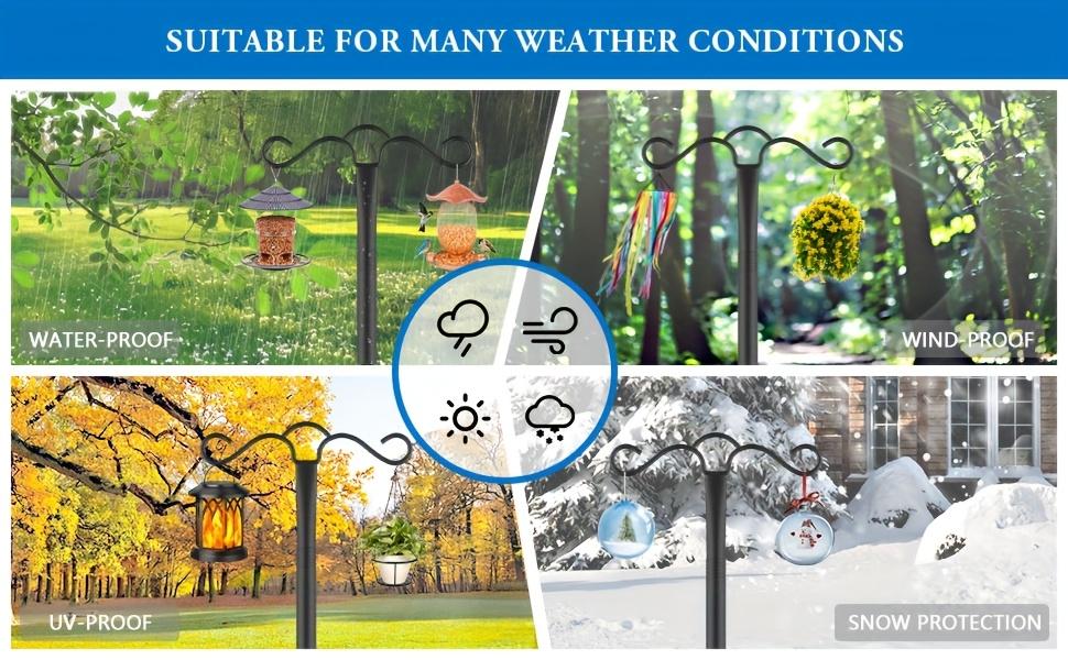 Outdoor Shepherd Hook Light Pole, 2-Pack 90-Inch Bird Feeder Bracket with 5-Fork Base, Heavy Duty Garden Hook Suitable for Hanging Plants, Wind Chimes, Lanterns, Etc!