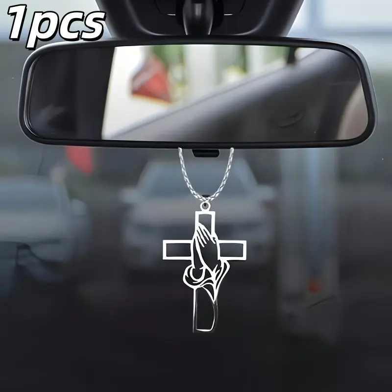 1 piece stainless steel cross car hanger, titanium steel jewelry, religious prayer accessory, titanium steel rearview mirror hanger