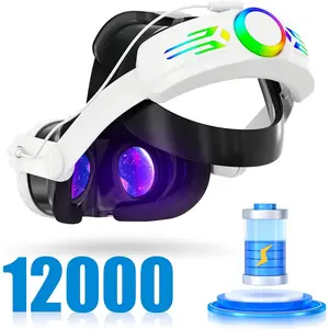 Strap  for  Oculus  3 3S, 12000mAh Rechargeable   Strap, Adjustable Elite Strap with  RGB Light 8H Playtime