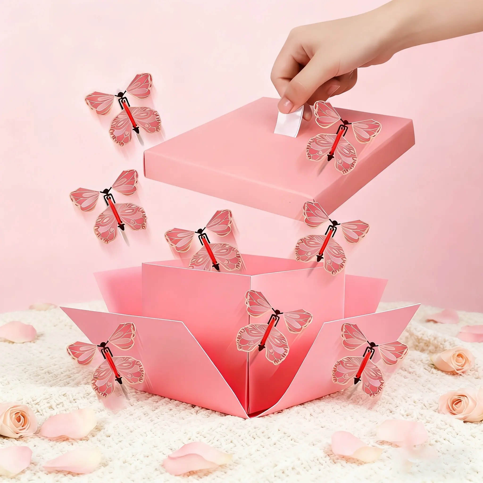 Surprise Gift Box with Butterflies, 8 Pieces, Perfect for Christmas, Halloween, Birthday, Wedding, Holiday Gifts, Couples, Friends, Family