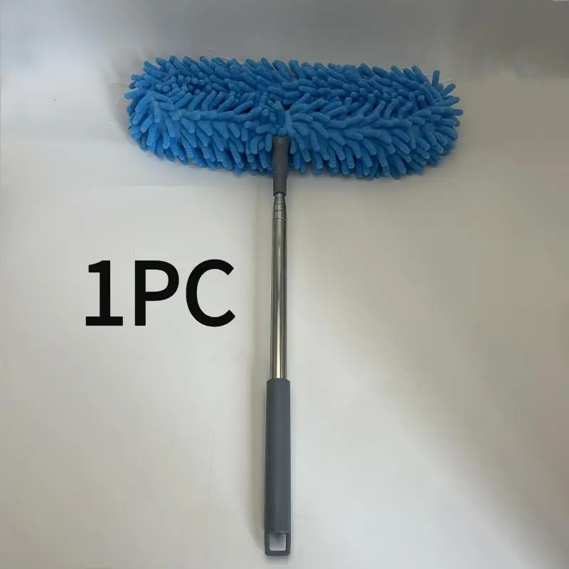 1pc telescopic ceiling fan furniture electronic equipment cleaning brush - Long-handled snowflake microfiber dust removal rod with adjustable length, dust collector for cleaning, compact design, home storage product