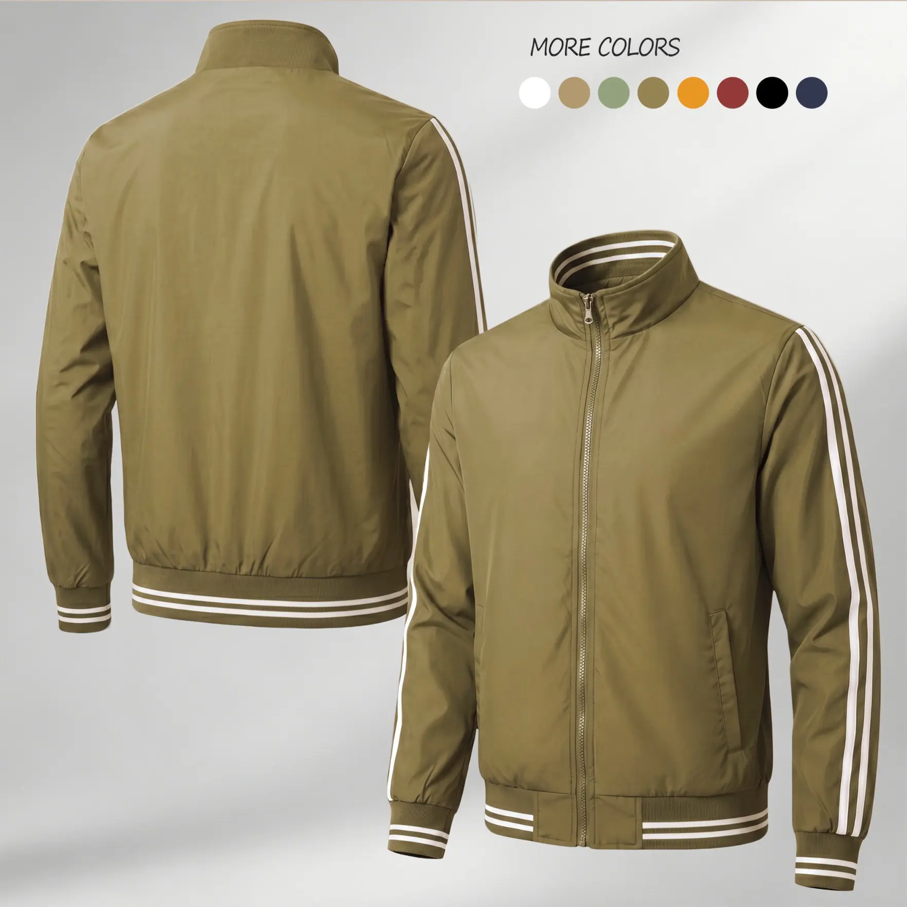 Men’s Lightweight Bomber Jacket – Minimal Flight Jacket with Ribbed Hem & Cuffs, Casual Streetwear Zip-Up Pilot Style Outerwear