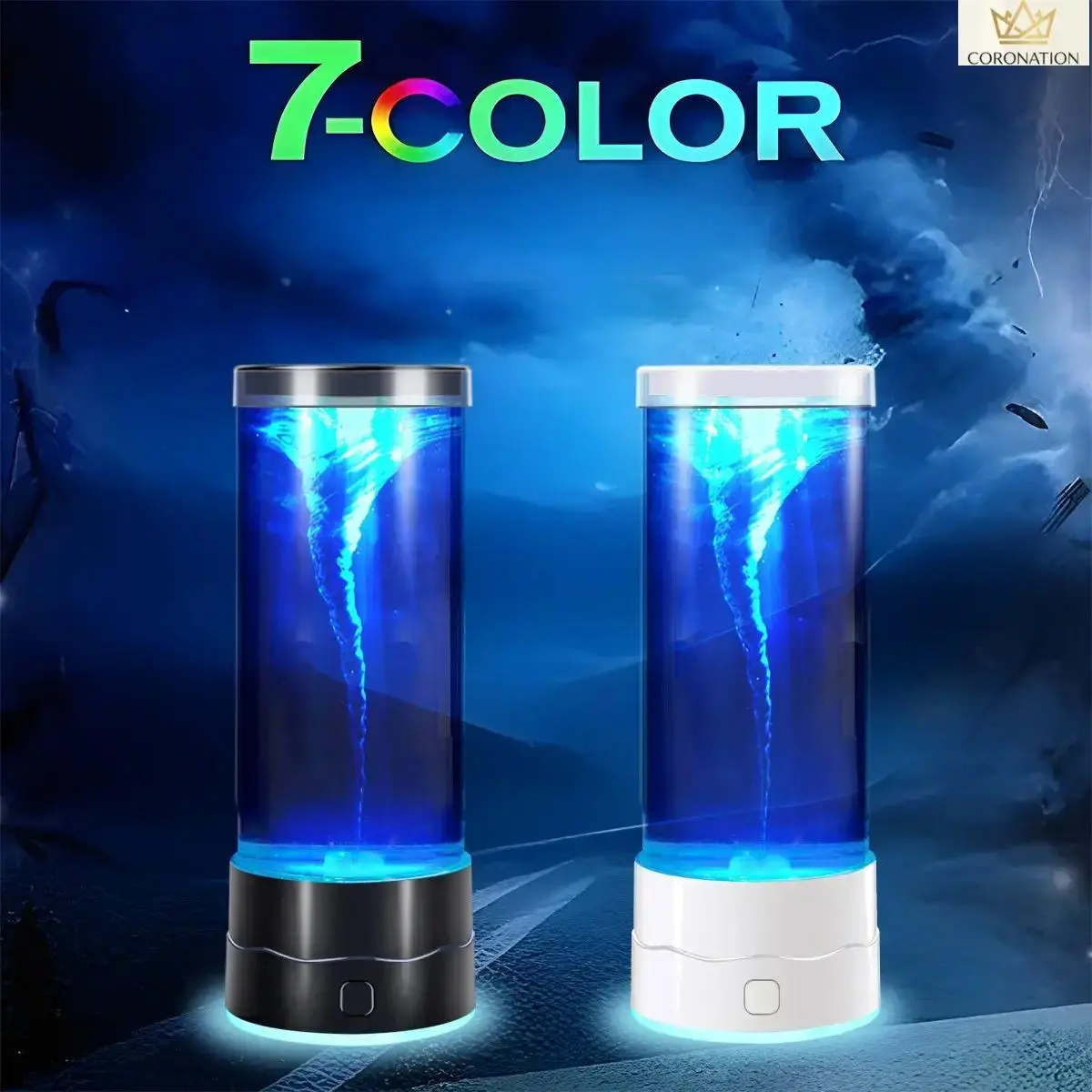 LED Jellyfish Vortex Desk Lamp - Ocean Themed Stuff with Tornado Water Effect, Color-Changing Indoor Use Night Lighting, Creative Desktop Decor for Bedroom, Office, Ambient Mood, Game Room Accessories, Gamer Stuff, Water Vortex