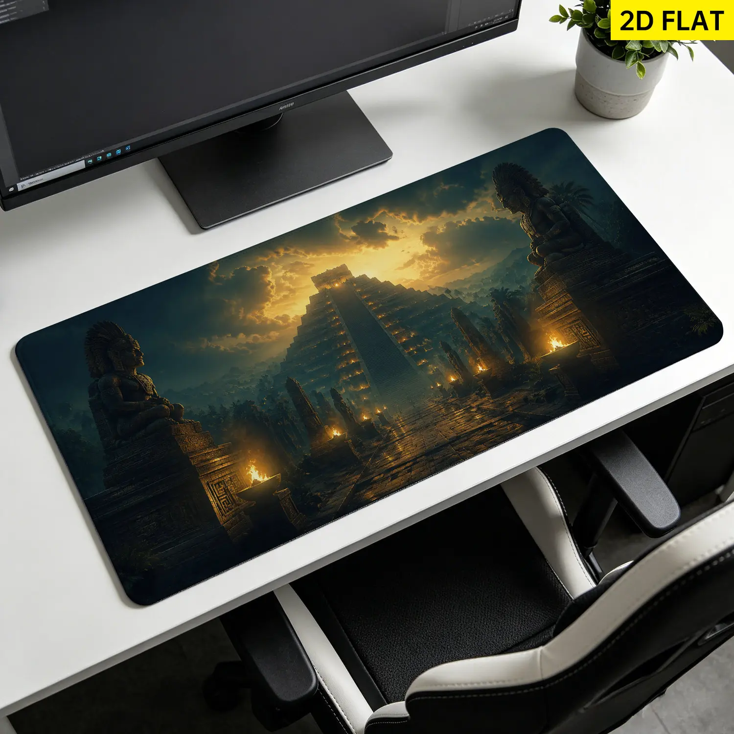 Extra Large ancient Mayan pyramid ruins Mouse Pad, Non Slip Rubber Pad, Desktop Decoration Drotection Pad, Washable, Lock Edge Multi Size, Premium Multipurpose Mousepad For Office, Gaming Setup, Gift for Family and Friends