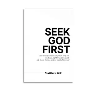 (New Launch) Inspirational Matthew 6:33 Seek God First Bible Verse Artwork Print, Waterproof Christian Wall Art, Box-Included Home Decor for Kitchen & Room (Home Supplies, Posters & Prints, Christian Gift)