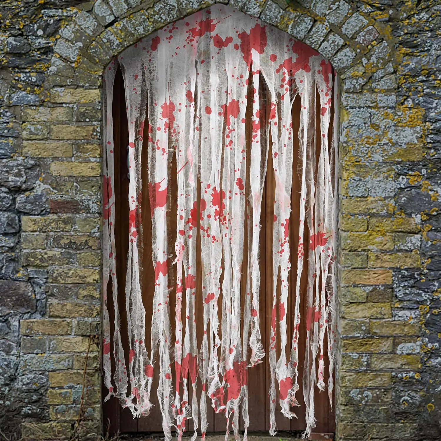4 count Halloween Door Curtain, 65"x 39" Bloody Doorway Curtain Decoration | Scary Creepy Curtain Cloth for Party Haunted House Decoration