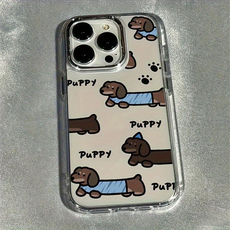 Apple iPhone 17 16 15 14 13 12Plus Pro Max series luxury transparent electroplated lens protection, soft phone case with various dachshund design patterns and electroplated lens