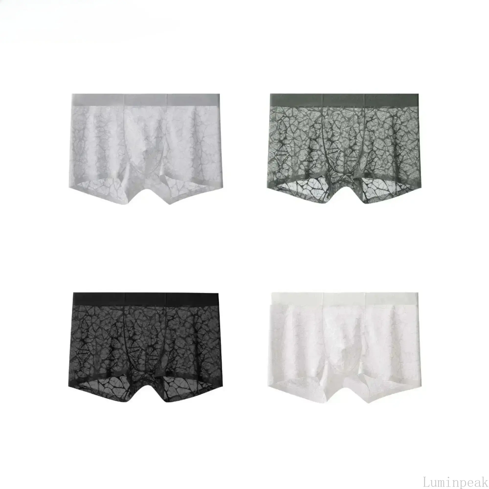 Men’s 4-Pack Ice Silk Lace Boxer Briefs, Breathable See-Through Cooling Mesh Underwear, Ultra Soft Stretch Anti-Odor Lightweight Boxers For Home, Sleep, Lounge & All-Day Active Daily Wear