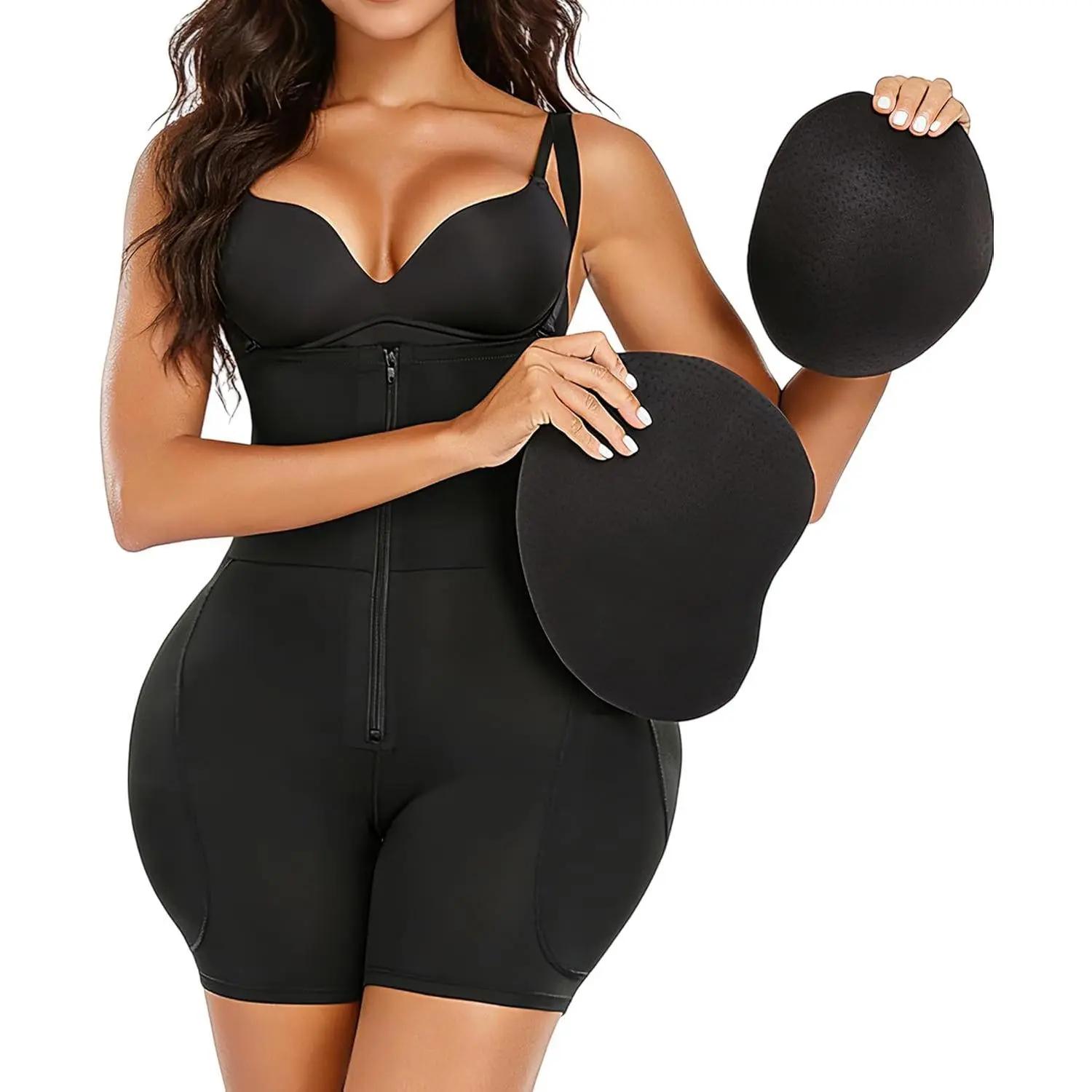 [Snatched] Seamless High Waisted Shapewear with Hip & Butt Pads - Tummy Control Hourglass Silhouette Shaper for Curvy Women