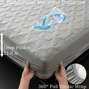 Elastic Waterproof Fitted Sheet, Quilted Mattress Protector, Soft & Skin-Friendly Bed Cover, Ideal for Bedroom Use, Durable Design