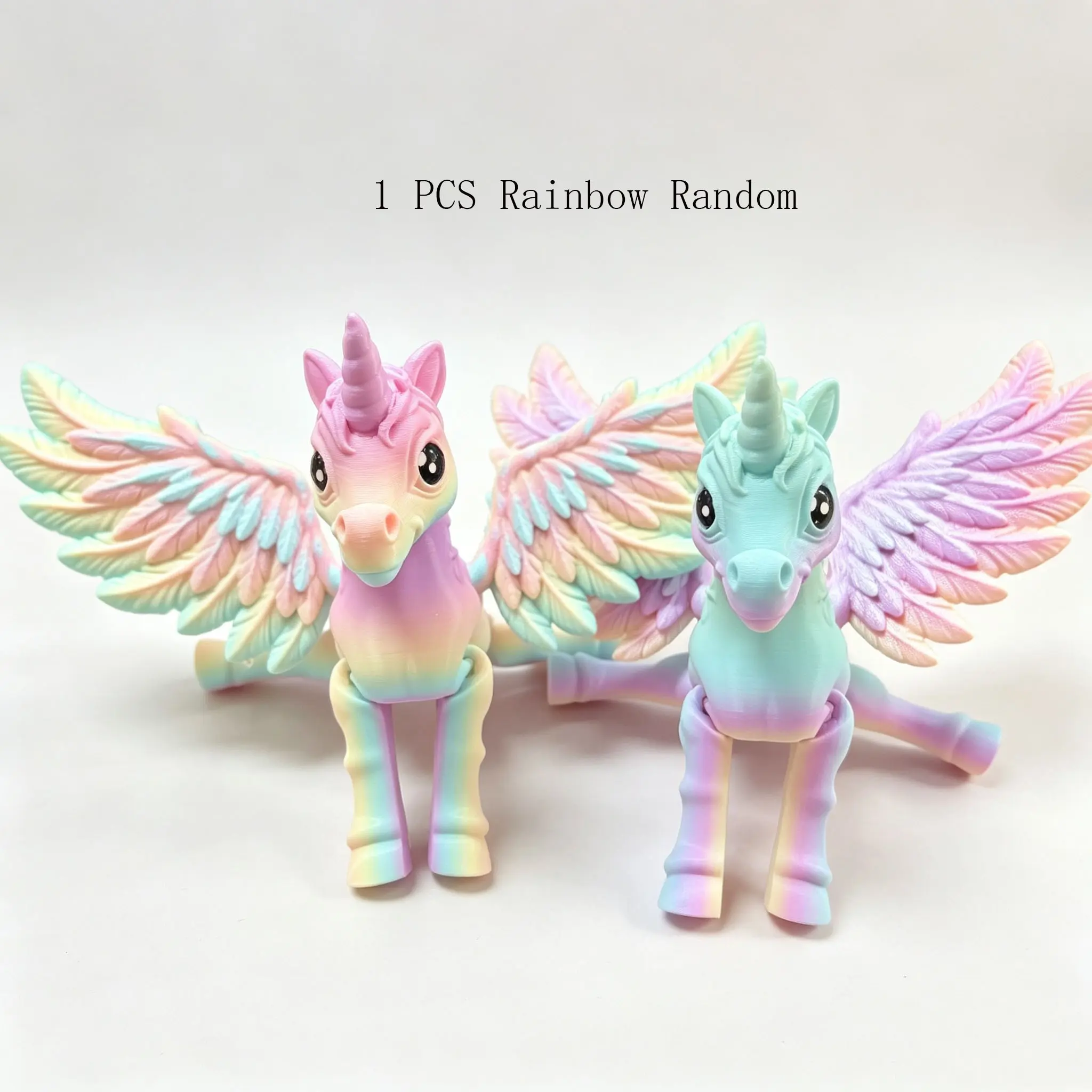 3D Printed Moving Unicorn Pegasus, Rainbow Wings, Cute Desktop Decor, Decorative Figurines, Perfect Gift for Friends, Unique and Adorable Ornament
