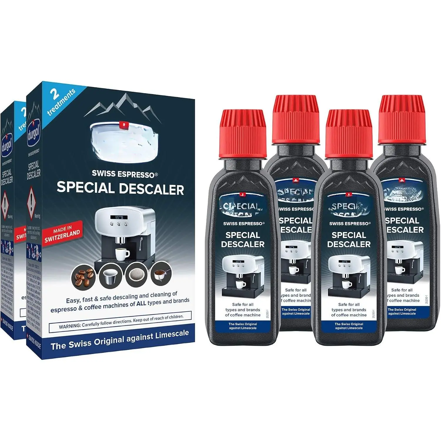 Swiss Espresso Machine Special Descaler Solution, 4-Count Decalcifier for Coffee & Tea Appliances