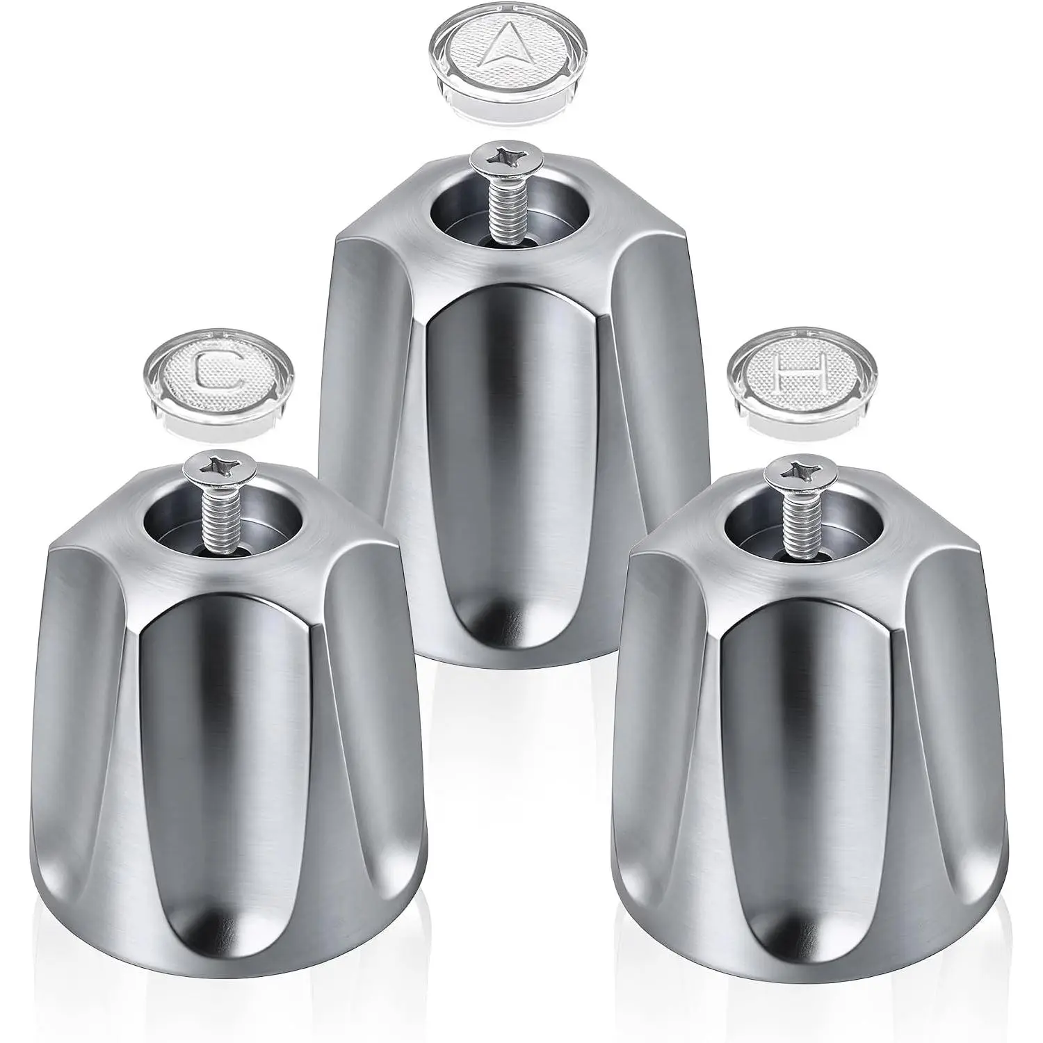 Pack Tub Knobs Replacement Set, Shower Handle Replacement for Tub and Shower Faucets, Includes Hot, Cold, Diverter Knobs and Screws for Easy Remodel