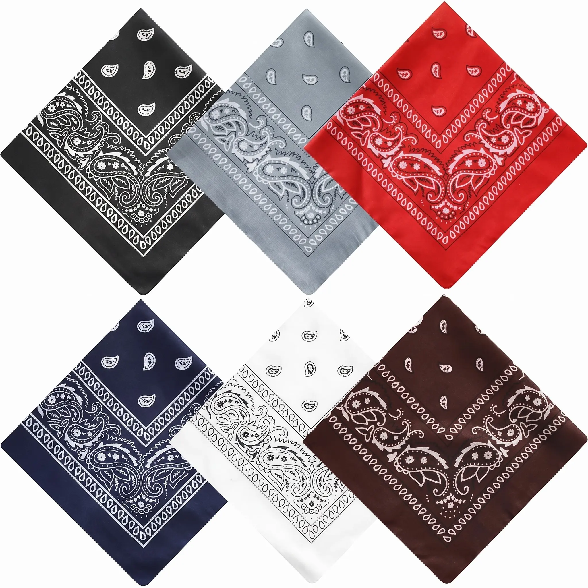 6-Pack Paisley Bandanas, Vintage Style Multifunctional Head Scarves for Cycling, Outdoor Activities, Streetwear and DIY Accessories
