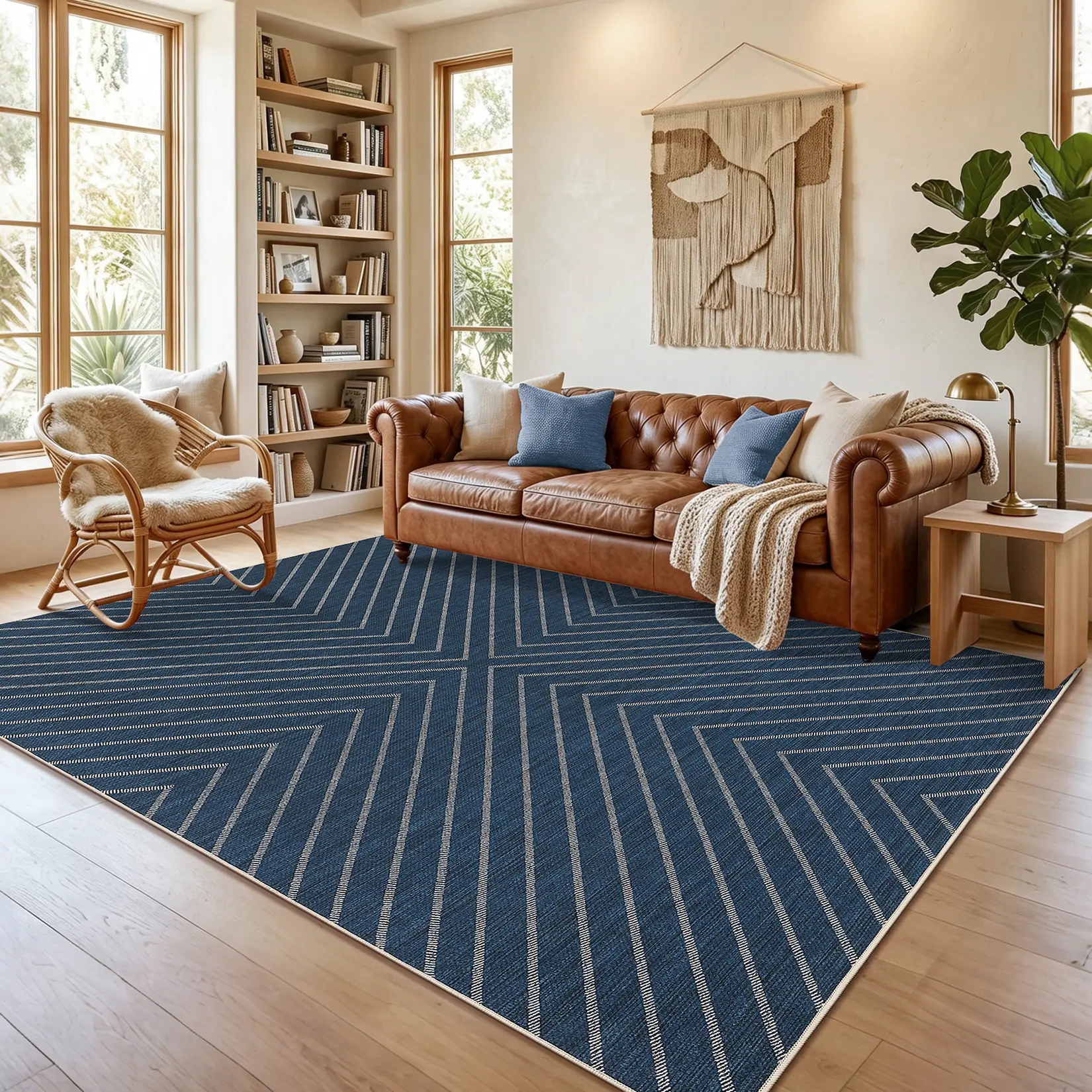 Jute Outdoor rug Carpet Washable Decorative Indoor Carpet Stain Resistant Non Slip Modern Geometric Pattern Carpet Foldable Non Shedding for Both Indoor And Outdoor Use Including Bedrooms Living Rooms Patios and Balconies mat