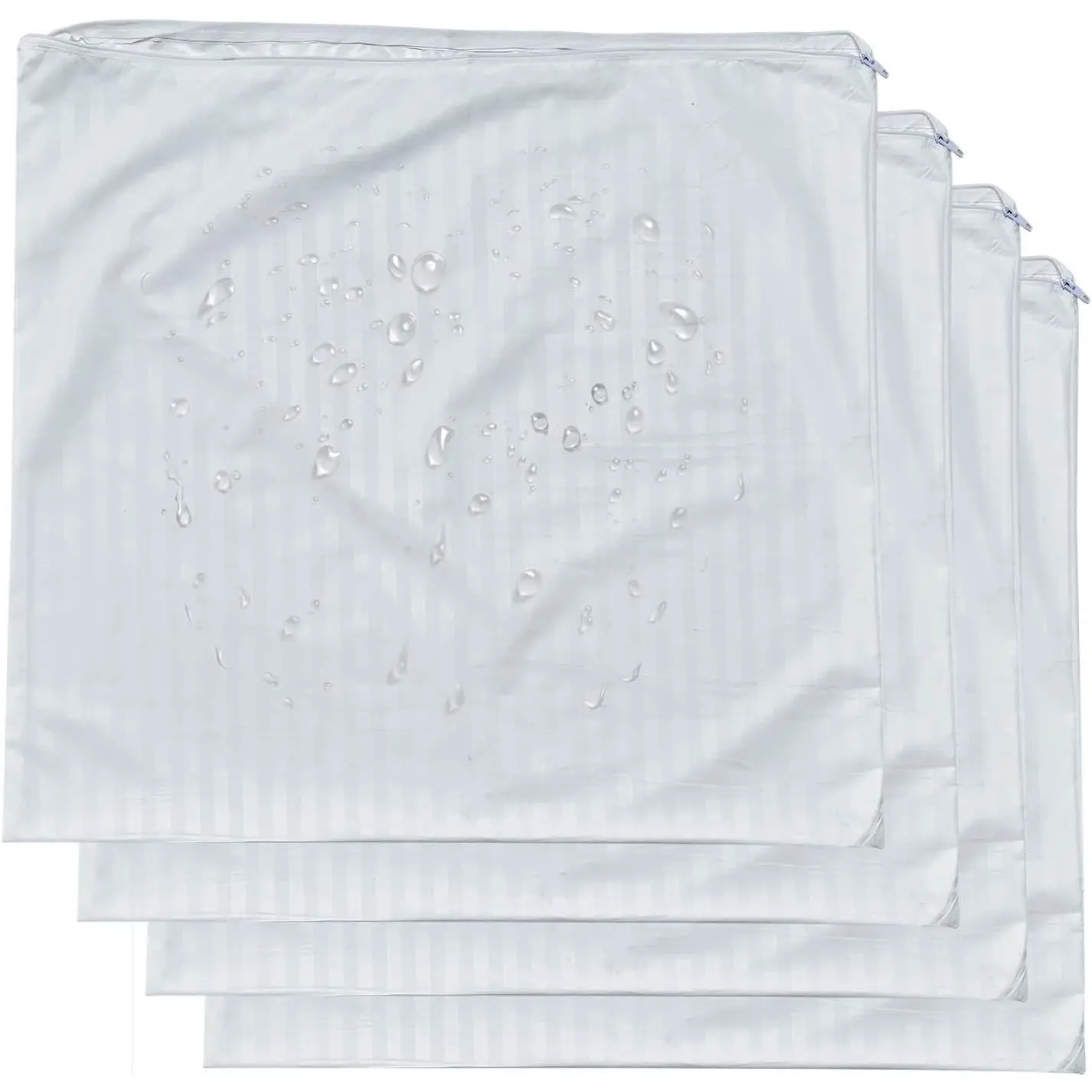 4-Pack 18x18 in Waterproof Pillow Covers, Zippered Protective Covers for Square Throw Pillow Inserts (Feather-Proof, Down Poke-Proof), Pillow Cover