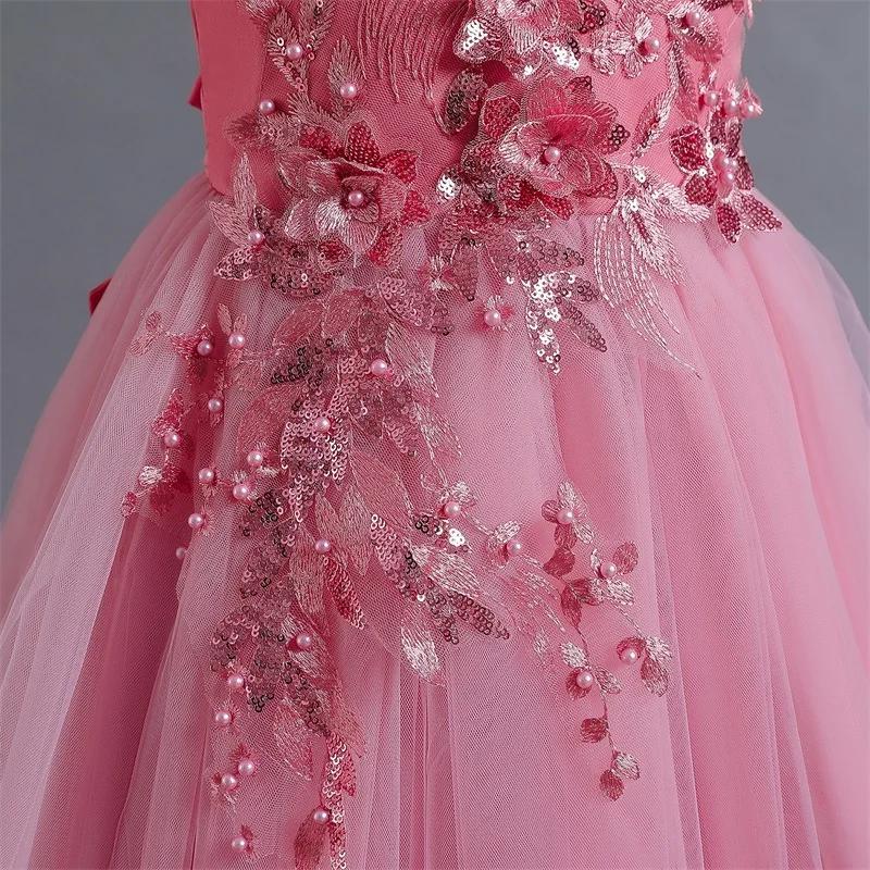 Teen Girl Bridesmaid Dresses for Wedding 12 14 Yrs Formal Evening Prom Long Gown Flower Elegant Birthday Party Princess Dress