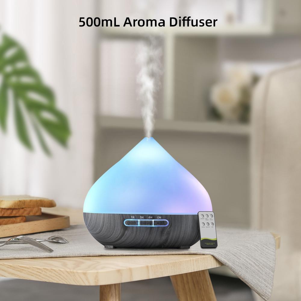 500ml Ultrasonic Diffuser with Remote & 6 Oils for Relaxation & Better Sleep